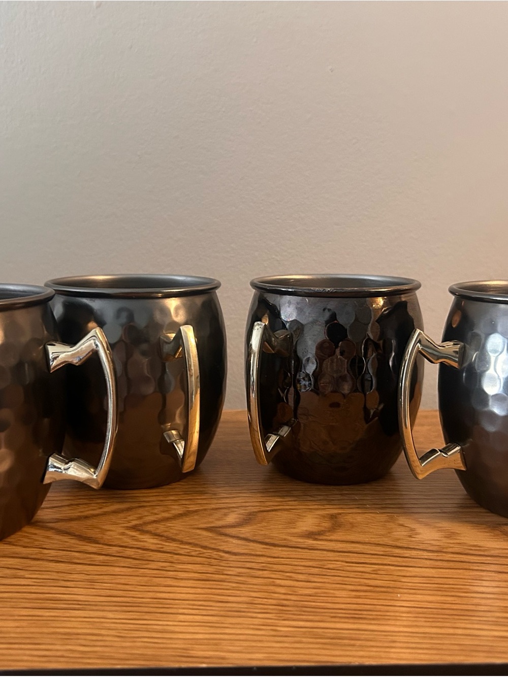 ECOone Set of 4 Hammered Black Moscow Mule Mugs